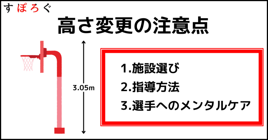 ミニバスのゴールの高さ変更に関する注意点