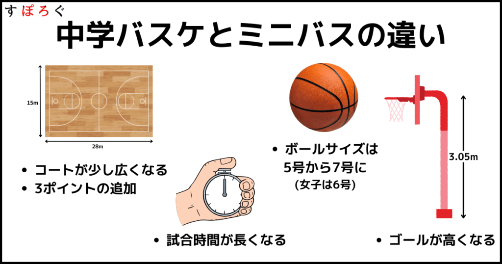 中学バスケの基本ルール概要【ミニバスとの違い】