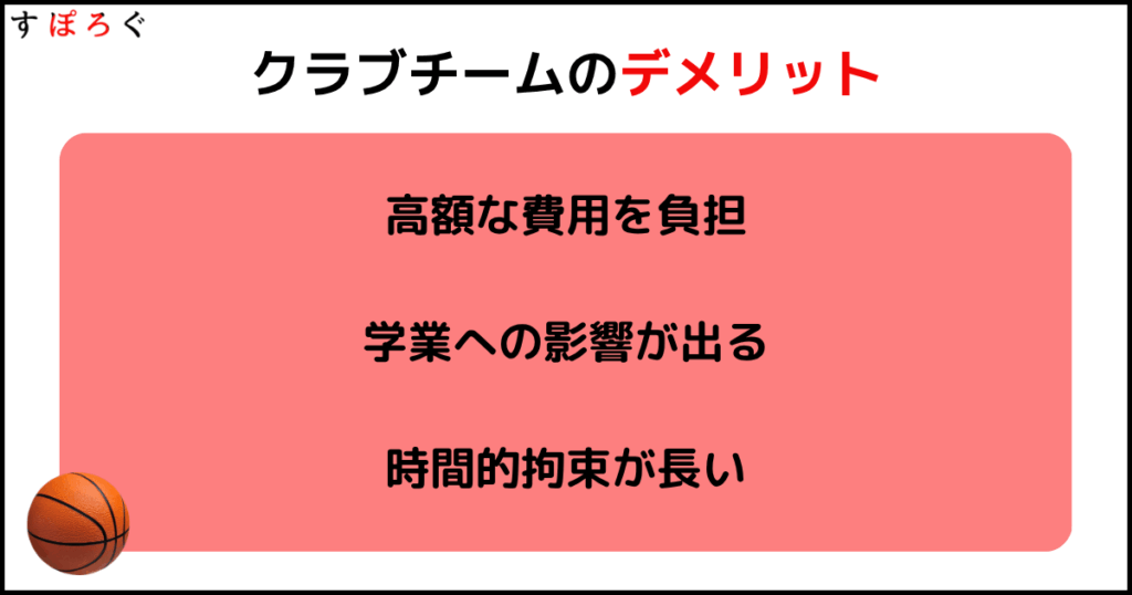 クラブチームのデメリット