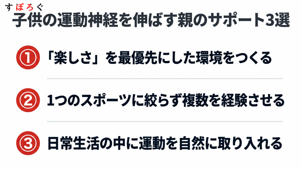 子供の運動神経を伸ばすための親のサポート方法3選