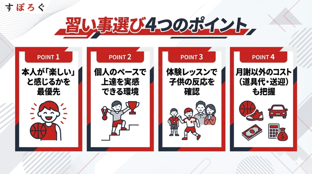 運動苦手な子供の習い事を選ぶ4つのポイント